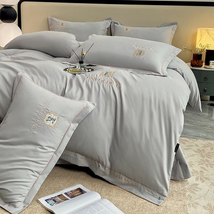 帛缔思 2024新款A类铂金棉水洗棉四件套-爱丁堡 爱丁堡-火山灰
