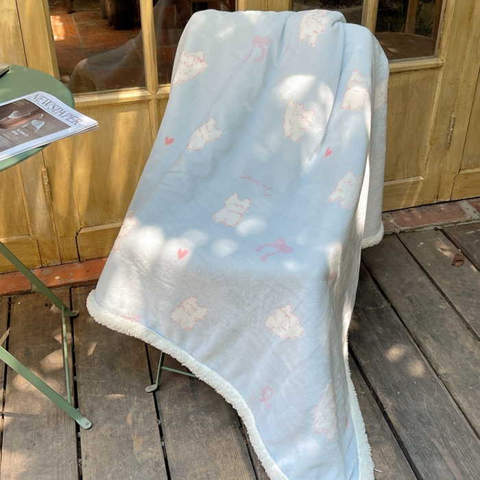 91家纺网 家纺一手货源 找家纺 萝莉家纺 2024秋冬新款多功能加厚牛奶绒羊羔绒多功能毛毯 快乐猫