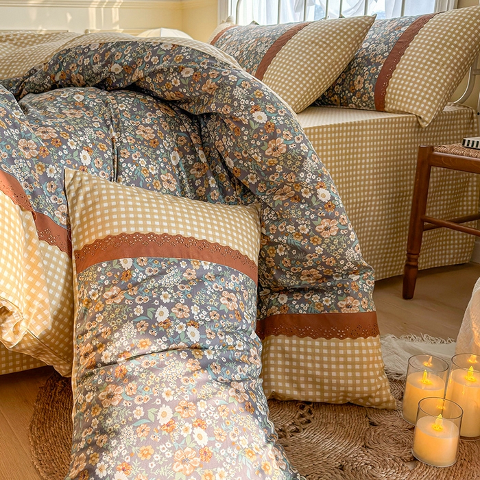 91家纺网 家纺一手货源 找家纺 安莱生活 2024新款全棉韩式小碎花系列四件套 花枝语