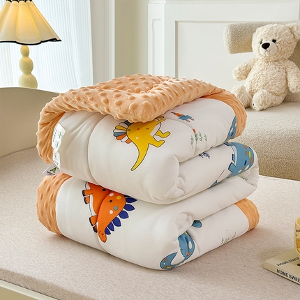91家纺网 家纺一手货源 找家纺 益多眠2024新款儿童豆豆被春秋被大豆被绒被芯冬被加厚被芯卡通被芯针织棉被子