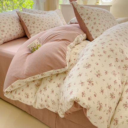 91家纺网 家纺一手货源 找家纺 （总）仟网汇 2024秋冬新款提花彩竺棉小竺棉四件套