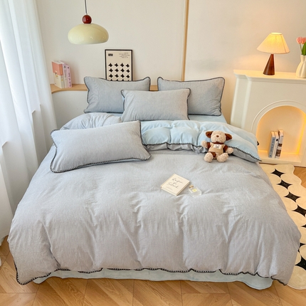 91家纺网 家纺一手货源 找家纺 （总）柠馨 2024新款简约时尚全棉牛奶绒棉绒四件套