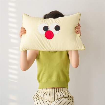 91家纺网 家纺一手货源 找家纺 （总）2024新款ins风多巴胺全棉枕套大眼睛可拆洗全荞麦枕35×55CM单人枕