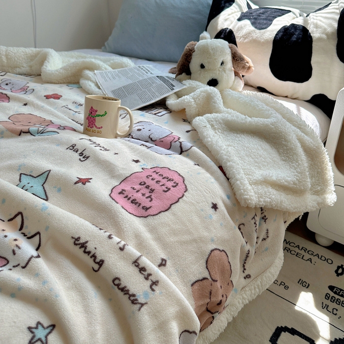 91家纺网 家纺一手货源 找家纺 萝莉家纺 2024秋冬新款多功能加厚牛奶绒羊羔绒多功能毛毯 梦幻乐园