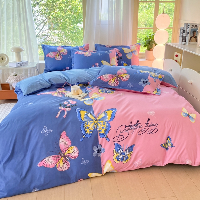 91家纺网 家纺一手货源 找家纺 2025新款植物羊绒大板磨毛活性印花四件套暮雨江南