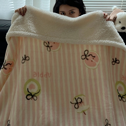 萝莉家纺 2024秋冬新款多功能加厚牛奶绒羊羔绒多功能毛毯 青苹果