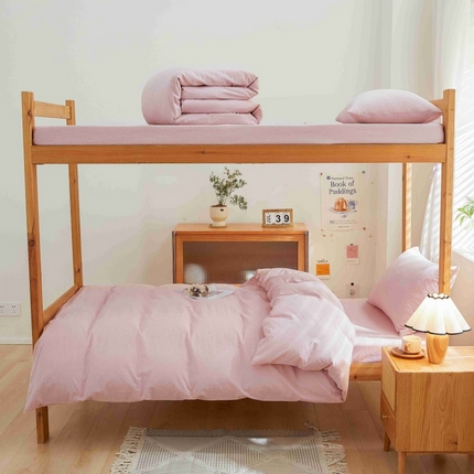 91家纺网 家纺一手货源 找家纺 （总）棉小二 2024新款简约风纯棉全棉色织水洗棉学生三件套宿舍三件套四件套