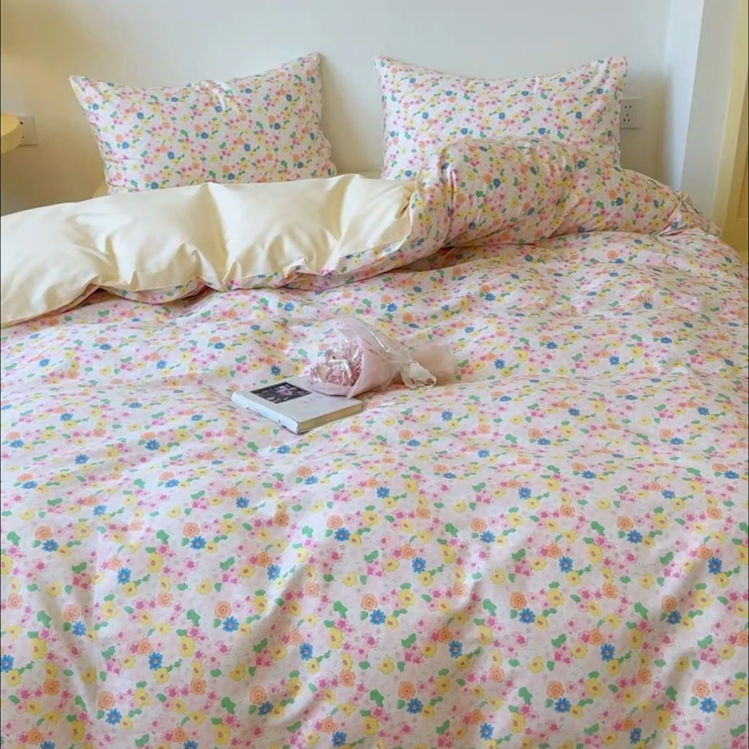 91家纺网 家纺一手货源 找家纺 感遇家纺 2024新款全棉印花四件套 悠悠花海