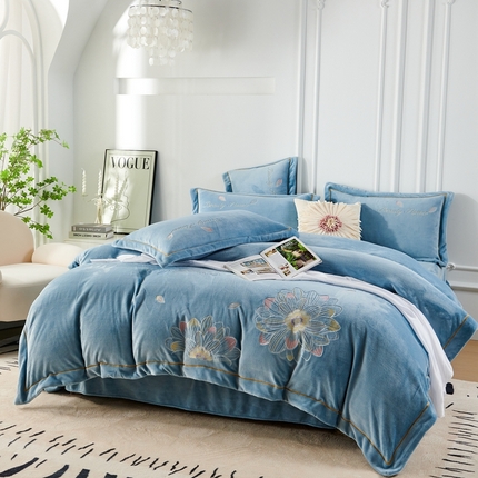 91家纺网 家纺一手货源 找家纺 （总）昊翔2024新款牛奶绒刺绣四件套