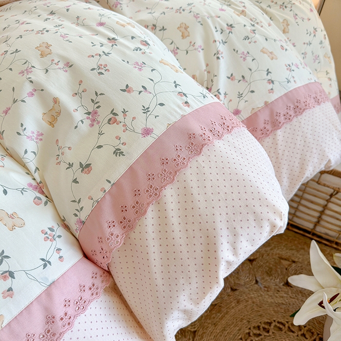 91家纺网 家纺一手货源 找家纺 安莱生活 2024新款全棉韩式小碎花系列四件套 点点花香