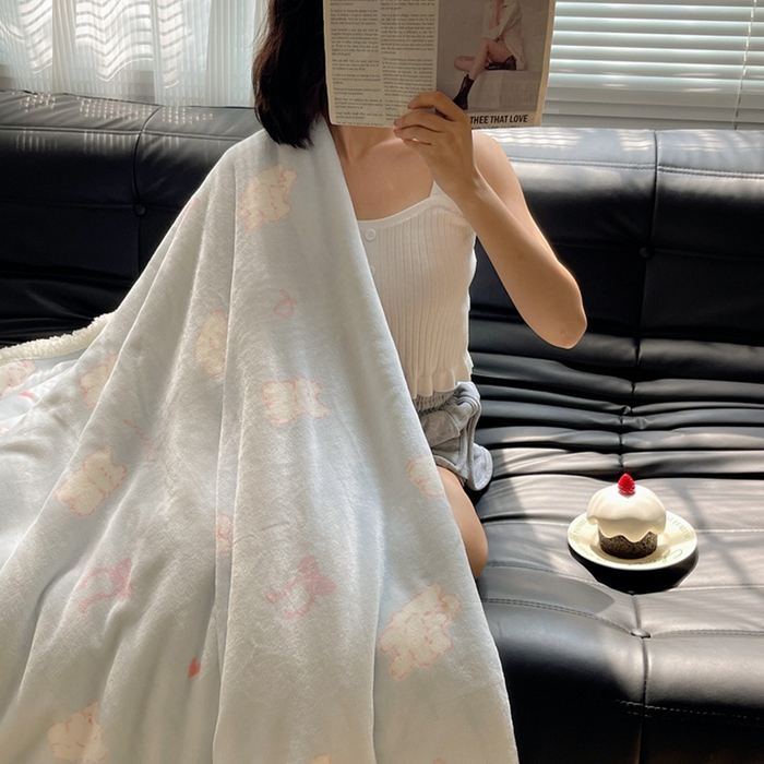 91家纺网 家纺一手货源 找家纺 萝莉家纺 2024秋冬新款多功能加厚牛奶绒羊羔绒多功能毛毯 快乐猫