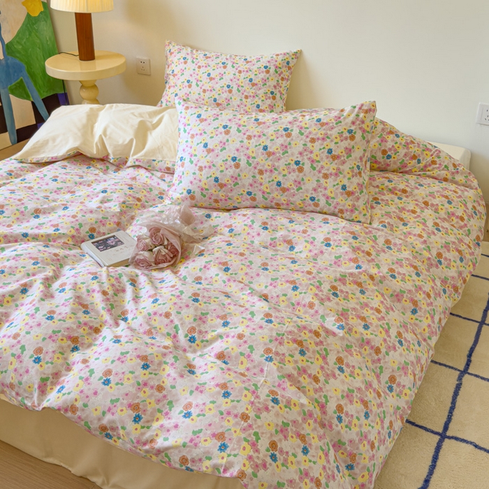 91家纺网 家纺一手货源 找家纺 感遇家纺 2024新款全棉印花四件套 悠悠花海