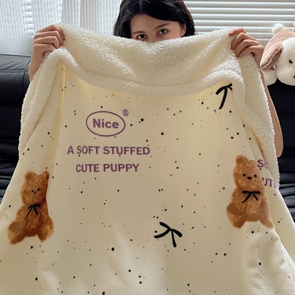 91家纺网 家纺一手货源 找家纺 萝莉家纺 2024秋冬新款多功能加厚牛奶绒羊羔绒多功能毛毯 毛绒熊