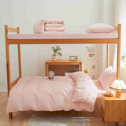 91家纺网 家纺一手货源 找家纺 （总）棉小二 2024新款简约风纯棉全棉色织水洗棉学生三件套宿舍三件套四件套