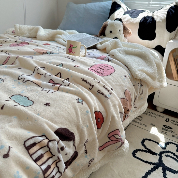 91家纺网 家纺一手货源 找家纺 萝莉家纺 2024秋冬新款多功能加厚牛奶绒羊羔绒多功能毛毯 梦幻乐园