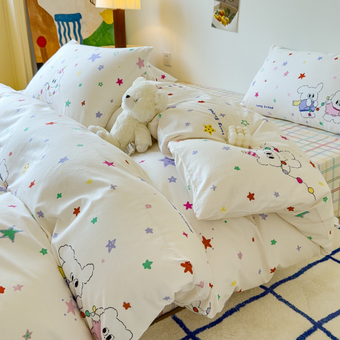 91家纺网 家纺一手货源 找家纺 感遇家纺 2024新款全棉印花四件套 五彩星