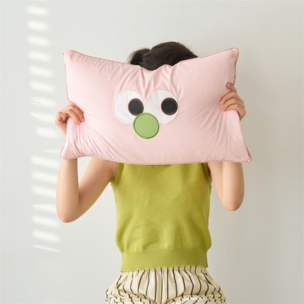 91家纺网 家纺一手货源 找家纺 （总）2024新款ins风多巴胺全棉枕套大眼睛可拆洗全荞麦枕35×55CM单人枕