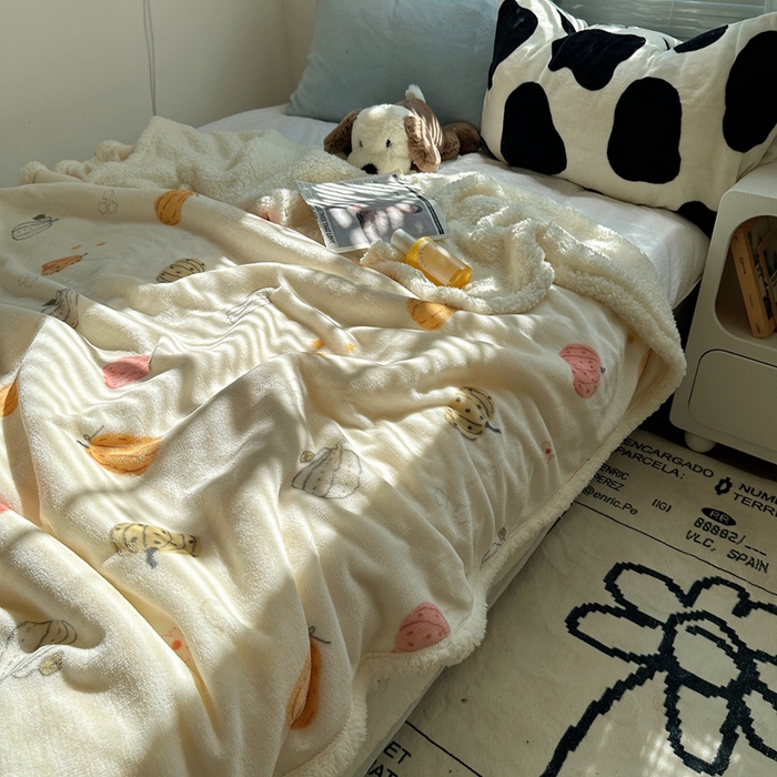 91家纺网 家纺一手货源 找家纺 萝莉家纺 2024秋冬新款多功能加厚牛奶绒羊羔绒多功能毛毯 炫彩南瓜