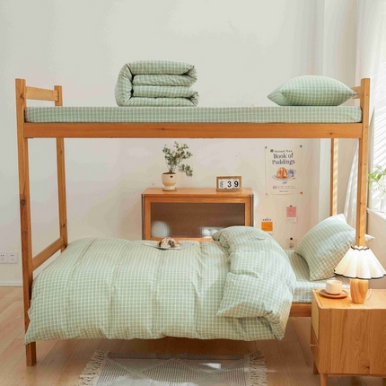 91家纺网 家纺一手货源 找家纺 （总）棉小二 2024新款简约风纯棉全棉色织水洗棉学生三件套宿舍三件套四件套