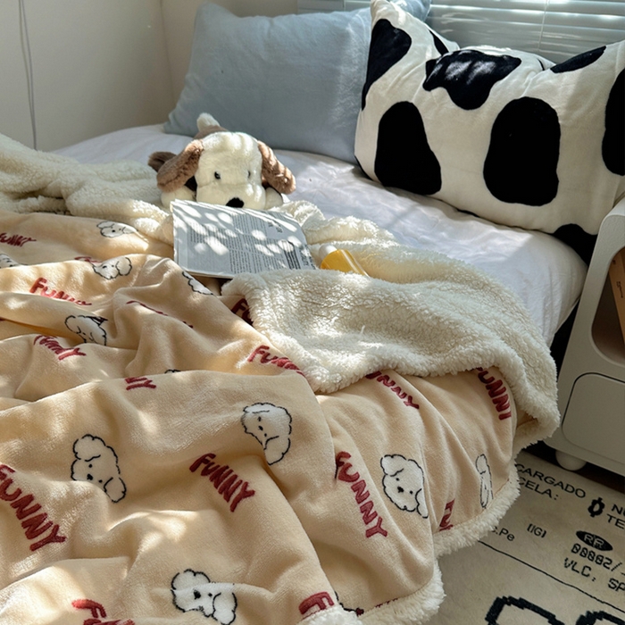 91家纺网 家纺一手货源 找家纺 萝莉家纺 2024秋冬新款多功能加厚牛奶绒羊羔绒多功能毛毯 乐趣狗