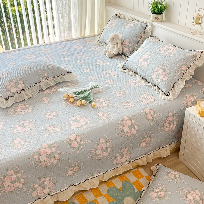 91家纺网 家纺一手货源 找家纺 暖居 2024纯棉榻榻米四件套单件农村大炕盖支持定制绗缝防滑单件纯棉床单四季通用 春歌