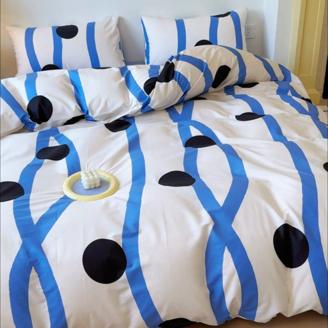 91家纺网 家纺一手货源 找家纺 感遇家纺 2024新款全棉印花四件套 普鲁士