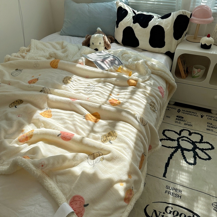 91家纺网 家纺一手货源 找家纺 萝莉家纺 2024秋冬新款多功能加厚牛奶绒羊羔绒多功能毛毯 炫彩南瓜