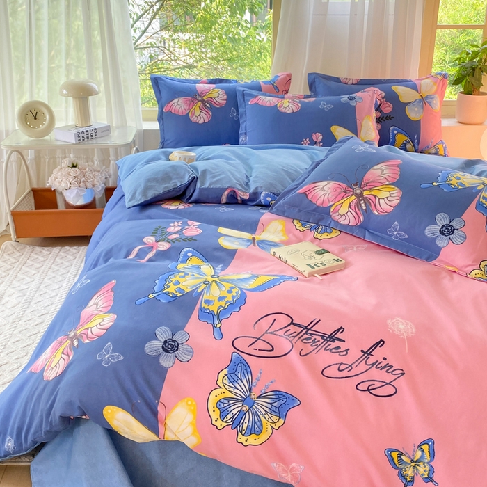 91家纺网 家纺一手货源 找家纺 2025新款植物羊绒大板磨毛活性印花四件套暮雨江南