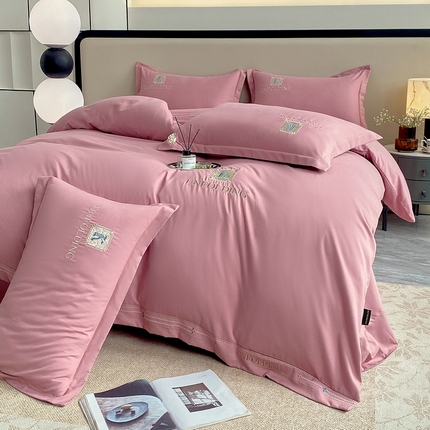 帛缔思 2024新款A类铂金棉水洗棉四件套-爱丁堡 爱丁堡-豆沙粉