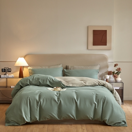 91家纺网 家纺一手货源 找家纺 拼社家纺  全棉加厚磨毛四件套纯棉刺绣活性床上用品（提供买家秀） 松霜绿