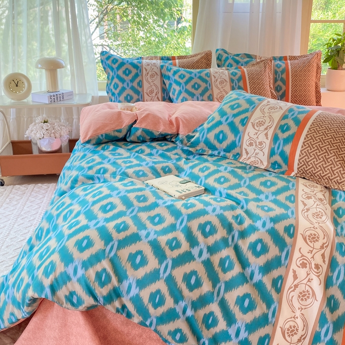 91家纺网 家纺一手货源 找家纺 2025新款植物羊绒大板磨毛活性印花四件套邂逅阳光