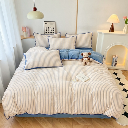 91家纺网 家纺一手货源 找家纺 （总）柠馨 2024新款简约时尚全棉牛奶绒棉绒四件套