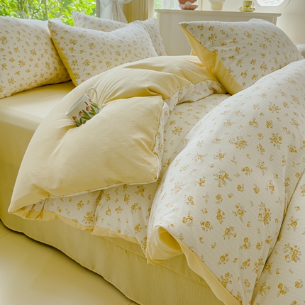 91家纺网 家纺一手货源 找家纺 （总）仟网汇 2024秋冬新款提花彩竺棉小竺棉四件套