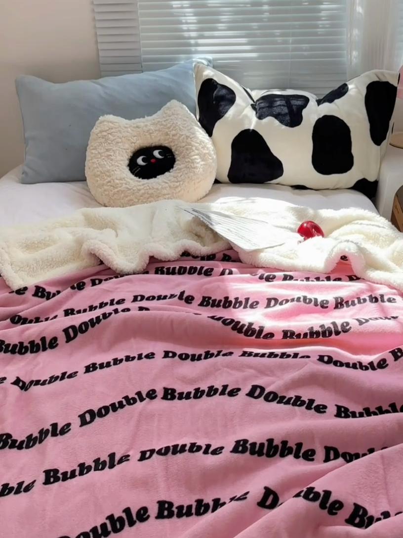 91家纺网 家纺一手货源 找家纺 萝莉家纺 2024秋冬新款多功能加厚牛奶绒羊羔绒多功能毛毯 快乐字母