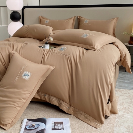 帛缔思 2024新款A类铂金棉水洗棉四件套-爱丁堡 爱丁堡-奶茶咖