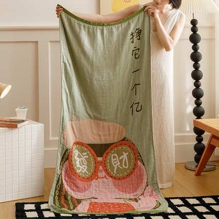 91家纺网 家纺一手货源 找家纺 （总）麻依 2024新款四层全棉纱布浴巾沙发巾休闲旅行毯子80*160cm