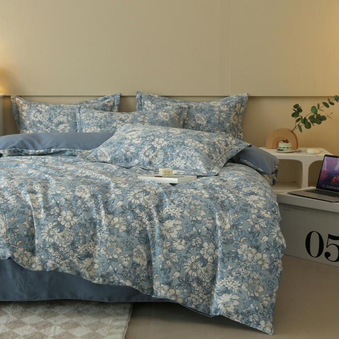 91家纺网 家纺一手货源 找家纺 大吉 2025新款加厚活性喷气磨毛棉四件套被套床单床笠学生单人三件套 幽梦