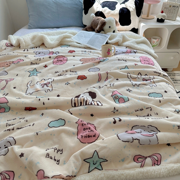 91家纺网 家纺一手货源 找家纺 萝莉家纺 2024秋冬新款多功能加厚牛奶绒羊羔绒多功能毛毯 梦幻乐园