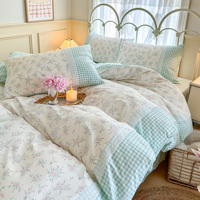 91家纺网 家纺一手货源 找家纺 安莱生活 2024新款全棉韩式小碎花系列四件套 初恋花束