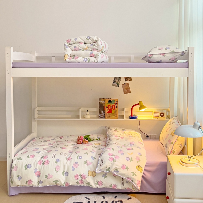 91家纺网 家纺一手货源 找家纺 贝扬思家纺 2024新款贝壳绣水洗双层纱系列-8月新品（学生三件套） 半眠日记