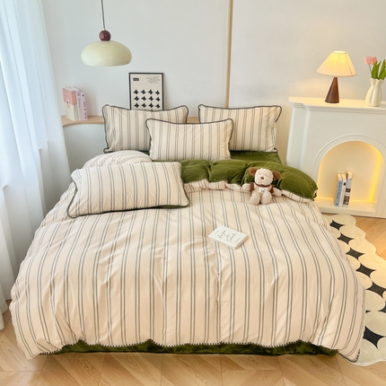 91家纺网 家纺一手货源 找家纺 （总）柠馨 2024新款简约时尚全棉牛奶绒棉绒四件套