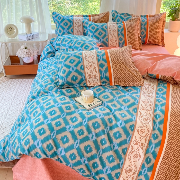 91家纺网 家纺一手货源 找家纺 2025新款植物羊绒大板磨毛活性印花四件套邂逅阳光