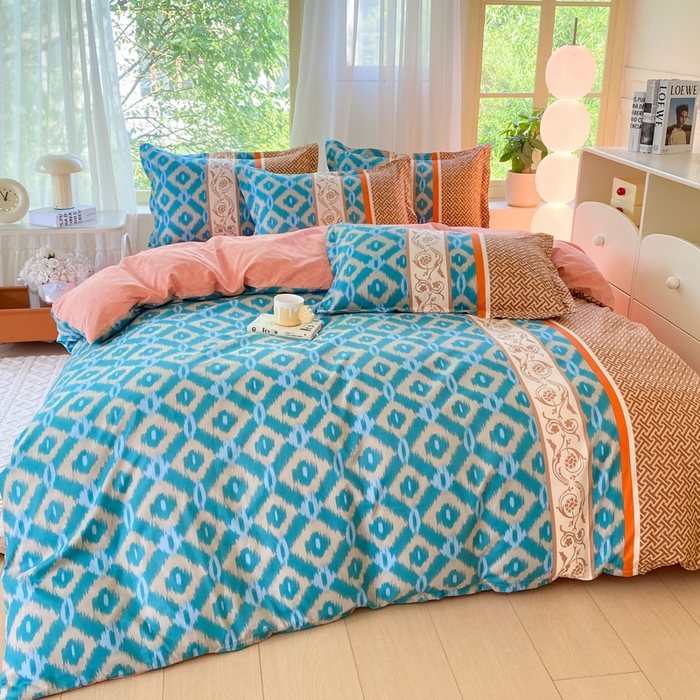 91家纺网 家纺一手货源 找家纺 2025新款植物羊绒大板磨毛活性印花四件套邂逅阳光