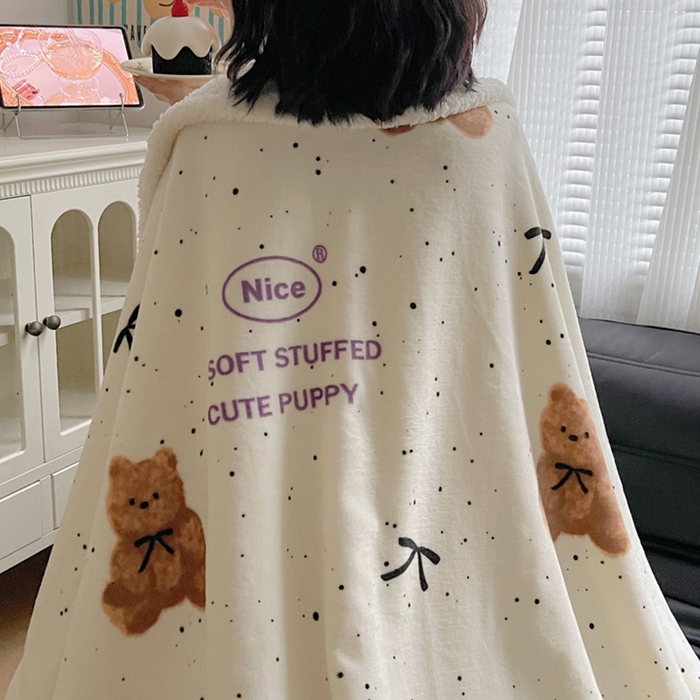 91家纺网 家纺一手货源 找家纺 萝莉家纺 2024秋冬新款多功能加厚牛奶绒羊羔绒多功能毛毯 毛绒熊