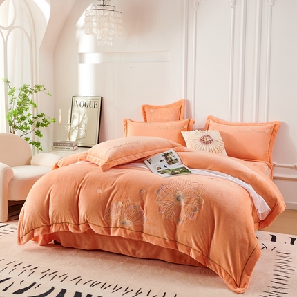 91家纺网 家纺一手货源 找家纺 （总）昊翔2024新款牛奶绒刺绣四件套