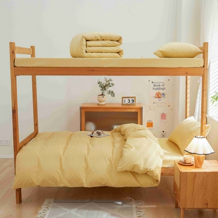 91家纺网 家纺一手货源 找家纺 （总）棉小二 2024新款简约风纯棉全棉色织水洗棉学生三件套宿舍三件套四件套