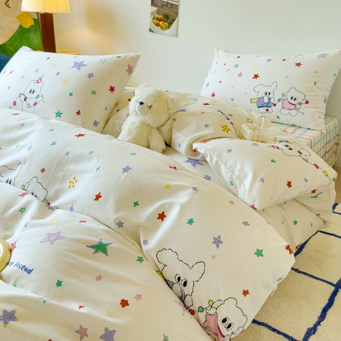 91家纺网 家纺一手货源 找家纺 感遇家纺 2024新款全棉印花四件套 五彩星