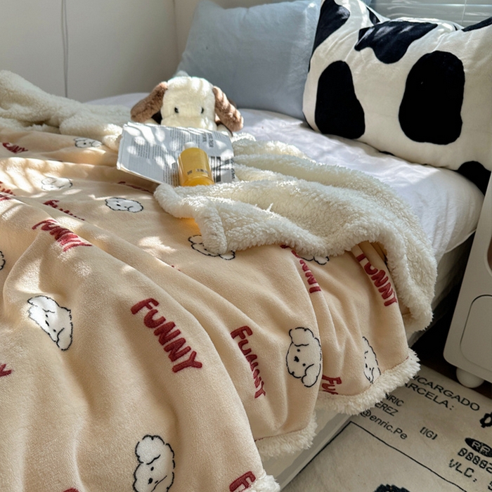 91家纺网 家纺一手货源 找家纺 萝莉家纺 2024秋冬新款多功能加厚牛奶绒羊羔绒多功能毛毯 乐趣狗