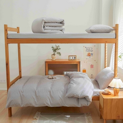 91家纺网 家纺一手货源 找家纺 （总）棉小二 2024新款简约风纯棉全棉色织水洗棉学生三件套宿舍三件套四件套