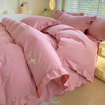 帛缔思 2024新款A类铂金棉水洗棉四件套-春日初妆 春日初妆-豆沙粉